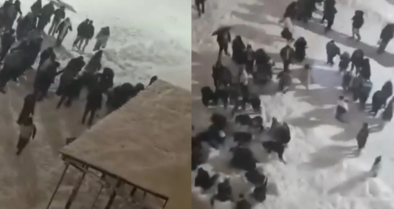 Kar Kütlesi İki Öğrenciyi Ezmekten Son Anda Kurtardı