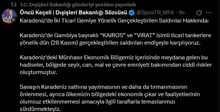 Karadeniz’deki Saldırılara Türkiye’den Sert Tepki