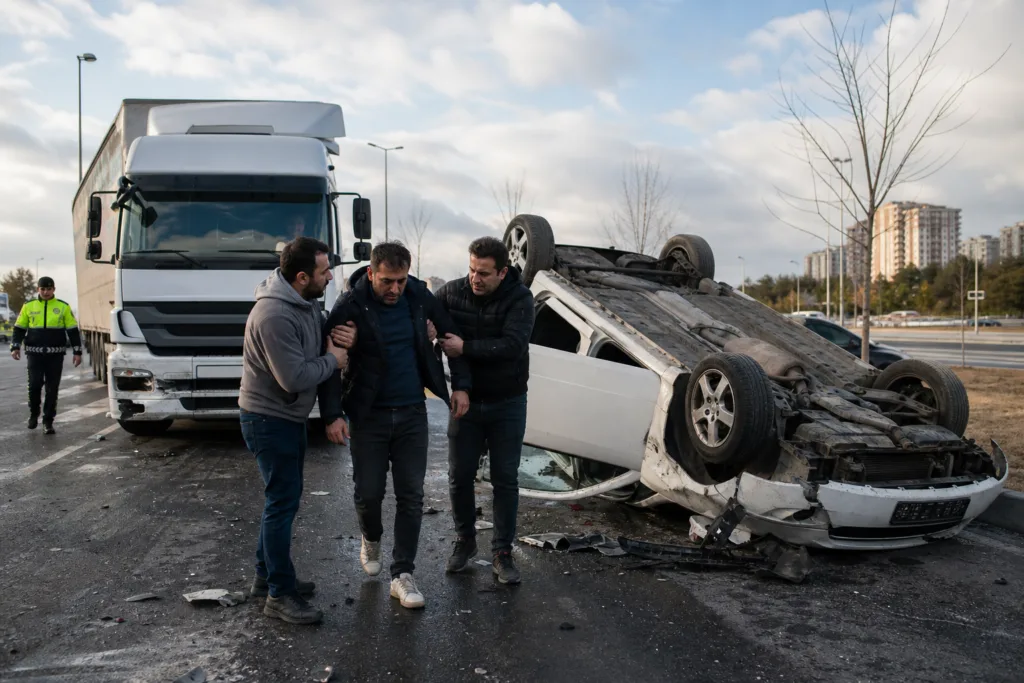 Kayseri’de Dikkat Çeken Kaza: Sürücü Burnu Kanamadan Kurtuldu