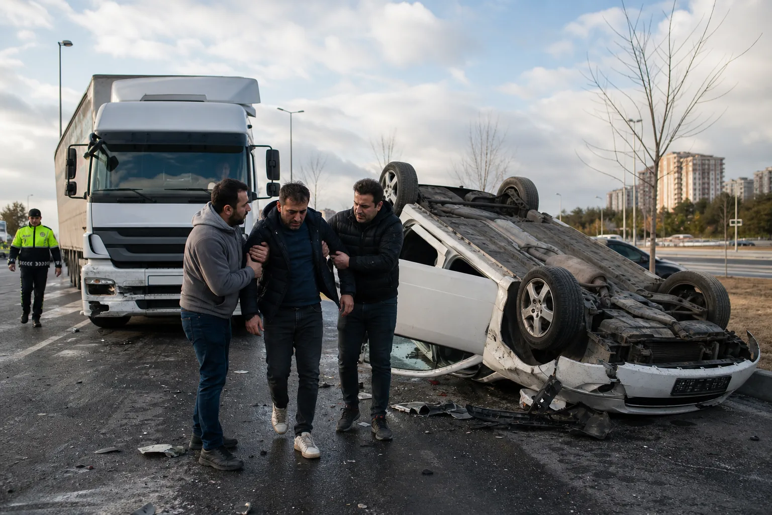 Kayseri’de Dikkat Çeken Kaza: Sürücü Burnu Kanamadan Kurtuldu