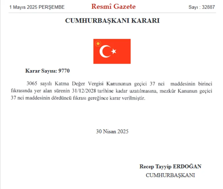 KDV İstisnaları 2028’e Kadar Uzatıldı!