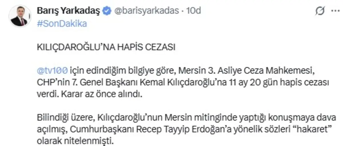 Kemal Kılıçdaroğlu na 11 ay 20 gün hapis cezası! 2