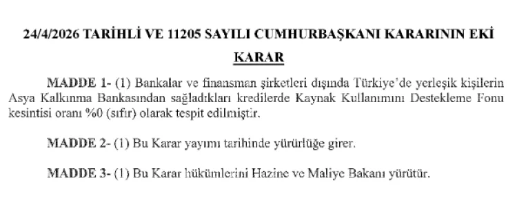 KKDF Kesintisi Sıfır: Asya Bankası Kredileri Kolaylaşıyor