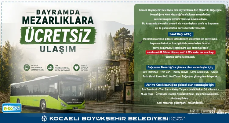 Kocaeli’de Bayramda Ücretsiz Ulaşım İmkanı!