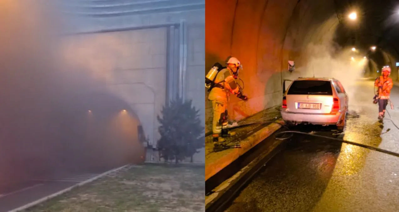 Konak Tüneli’nde Araç Yangını Trafiği Kilitledi!