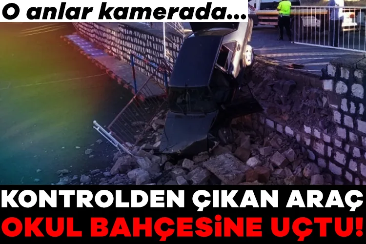 Kontrolden Çıkan Araç Okul Bahçesine Uçtu!