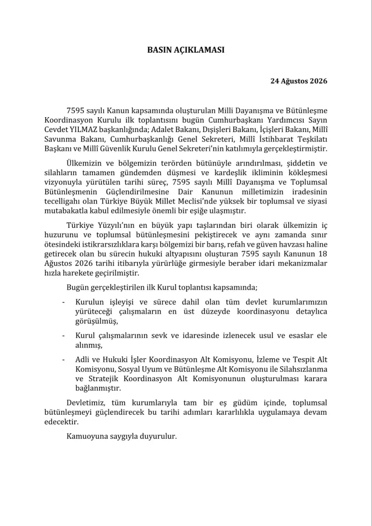 Koordinasyon Kurulu İlk Toplantısını Gerçekleştirdi