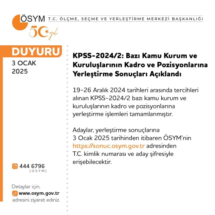 KPSS Yerleştirme Sonuçları
