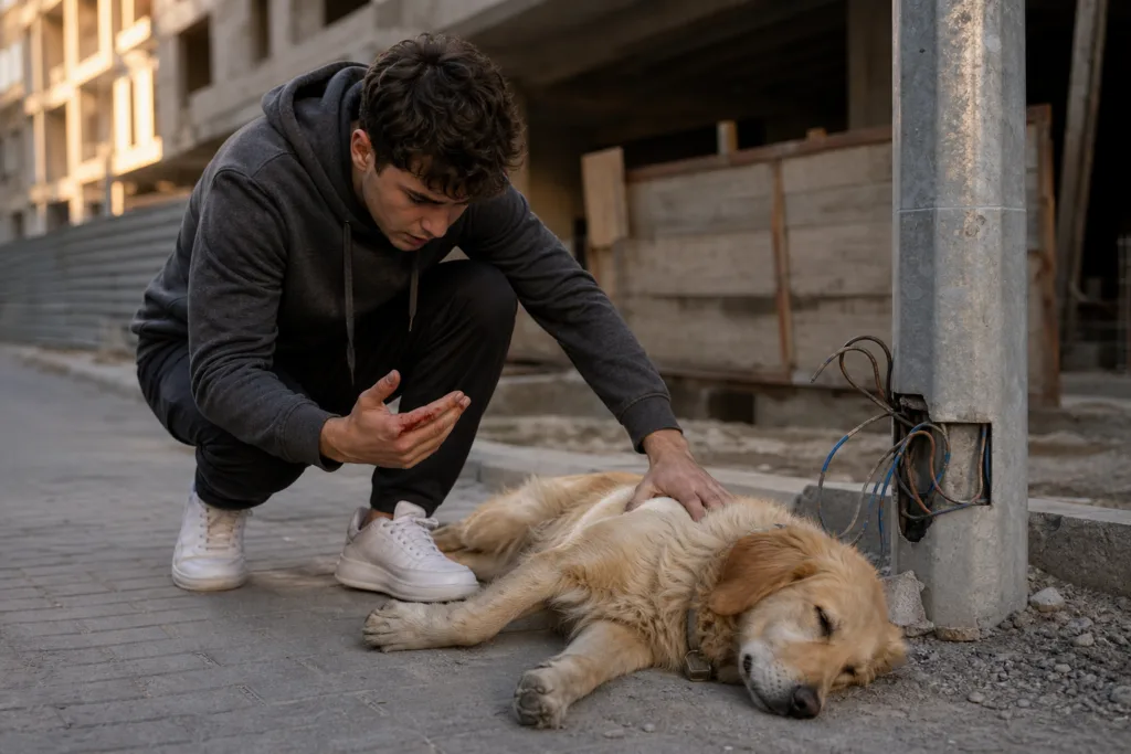 Küçükçekmece’de elektrik akımı köpeği öldürdü, sahibine zarar verdi