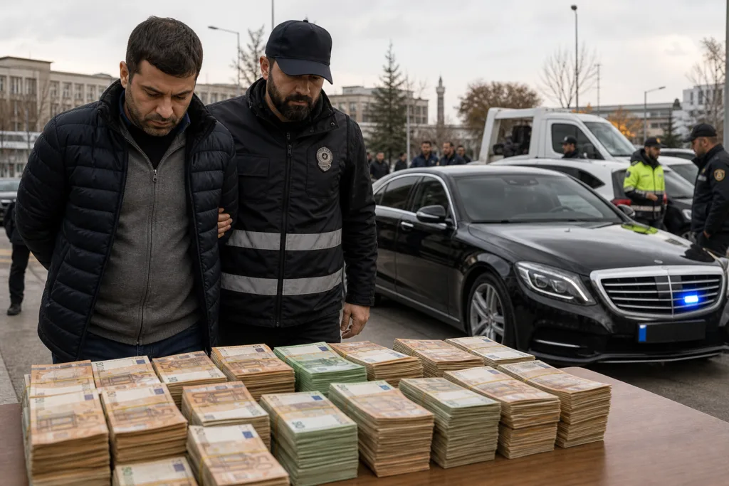 Kuriş’in yakalandığı araç trafikten men edildi, büyük para ele geçirildi