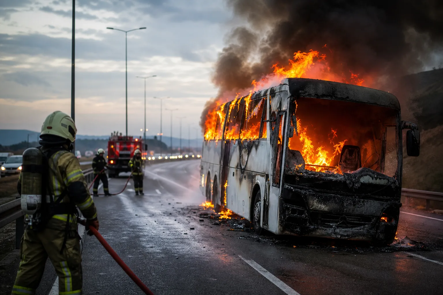 Kuzey Marmara Otoyolu’nda Otobüste Yangın Paniği