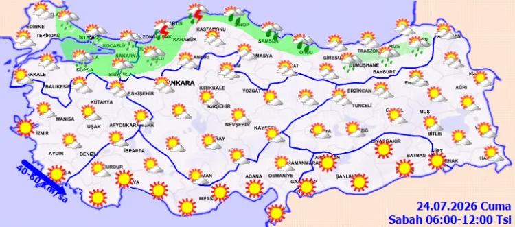 Kuzeyde Sağanak, Ege’de Kuvvetli Rüzgar Uyarısı!
