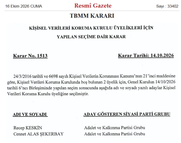 KVKK’ya Yeni İsimler: Keskin ve Şekerbay Seçildi!