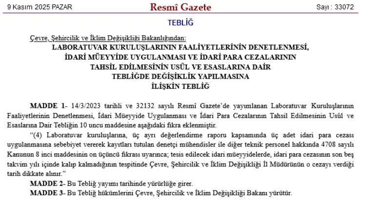Laboratuvar Denetiminde Ceza Takibi Netleşti!