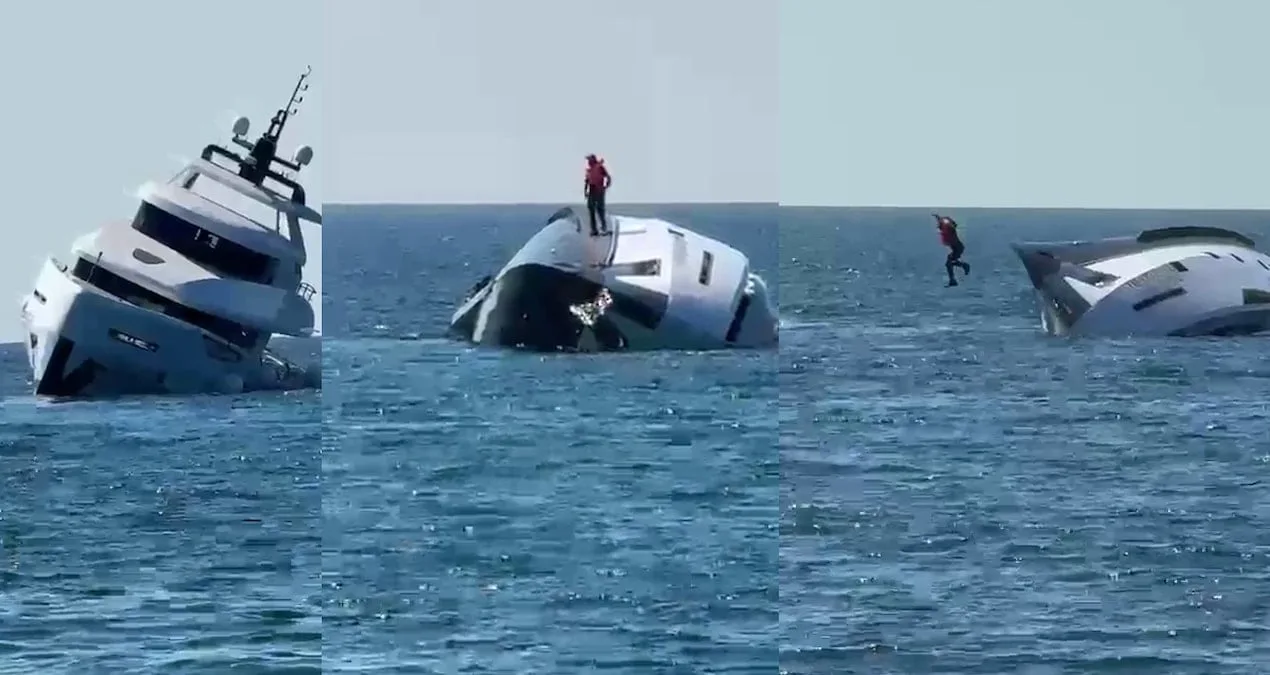 Lüks Yat 15 Dakikada Suda Yan Yattı!