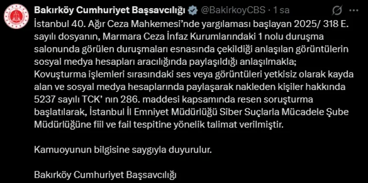 Mahkeme Görüntülerini Paylaşanlara Soruşturma!
