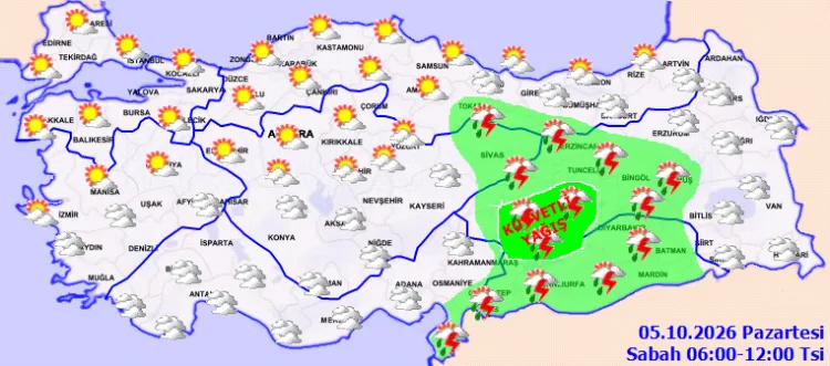 Malatya, Elazığ ve Adıyaman’a Kuvvetli Yağış Uyarısı