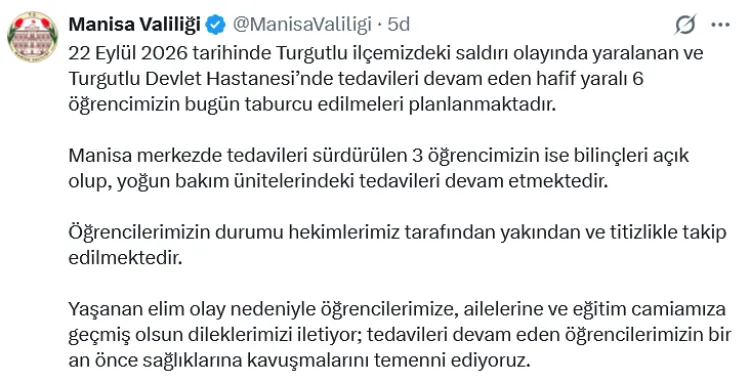Manisa’da Yaralı Öğrencilerin Sağlık Durumu Açıklandı