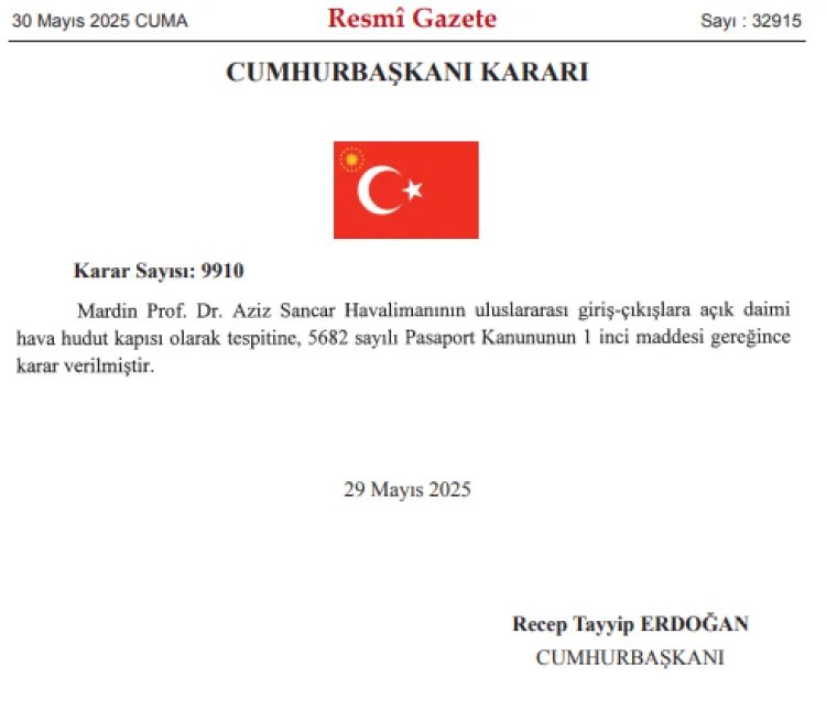 Mardin Havalimanı Uluslararası Uçuşlara Açıldı!