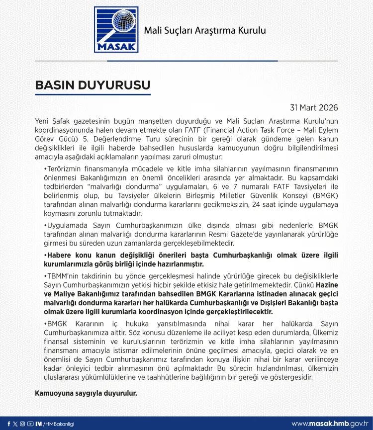 MASAK’tan FATF Süreci İçin Önemli Açıklama