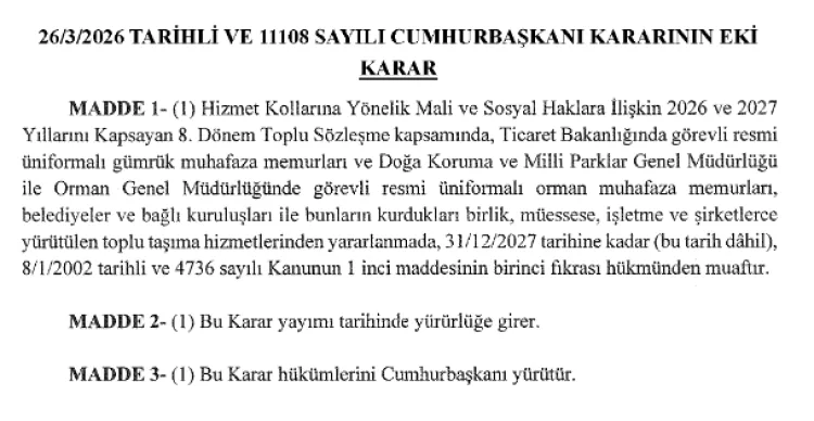Memurlara Toplu Taşımada Ücretsiz Seyahat Hakkı!