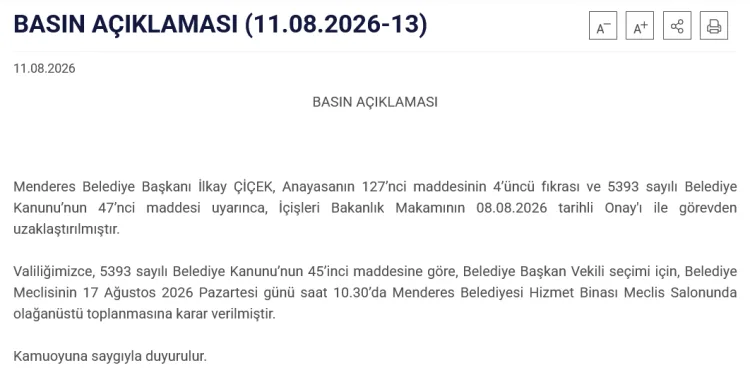 Menderes’te Başkan Vekili Seçimi İçin Toplanıyor!