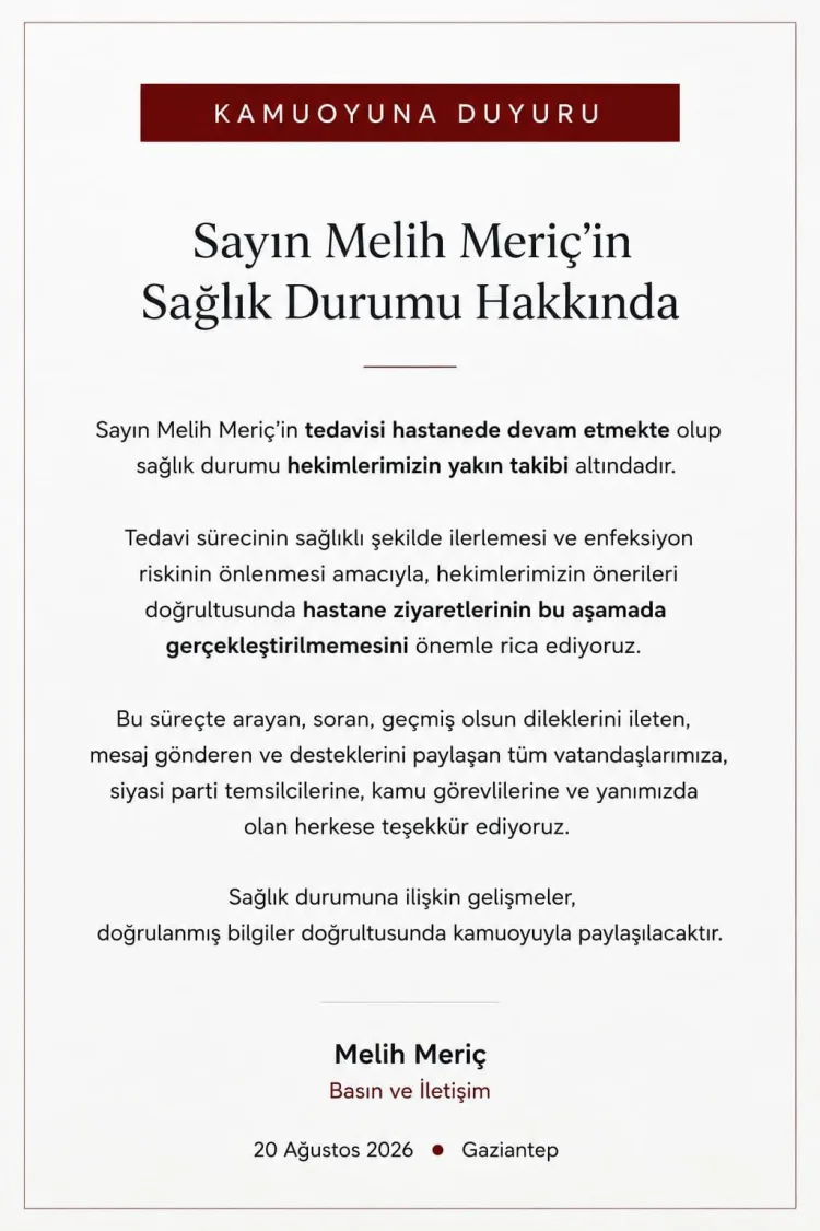 Meriç’in Sağlık Durumu Yakından Takip Ediliyor