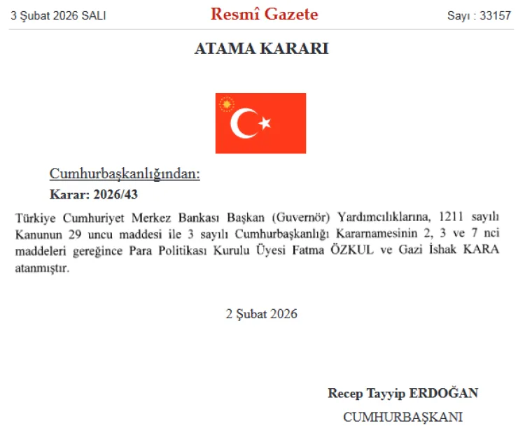Merkez Bankası’na Yeni Başkan Yardımcıları Atandı