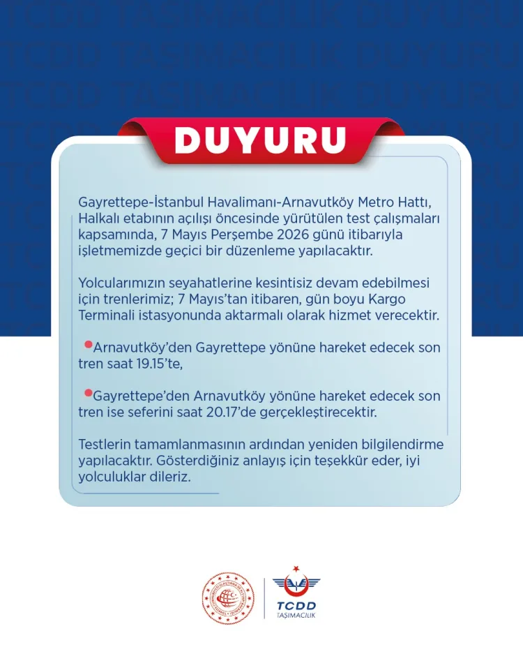 Metro Seferleri Geçici Olarak Aktarmalı Yapılacak!