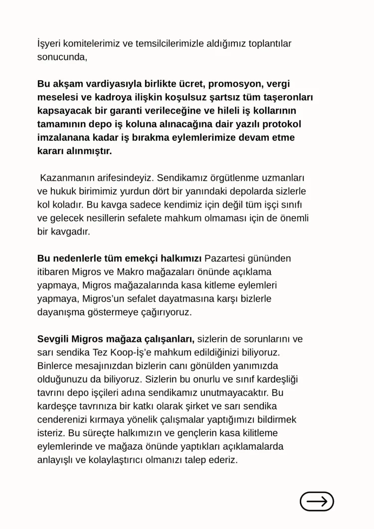 Migros İşçileri Eylemde: Haklar İçin Birleşti!