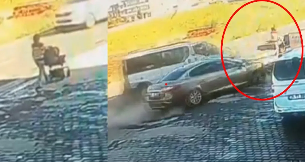 Minibüs ile otomobil çarpıştı, yaya son anda kurtuldu!