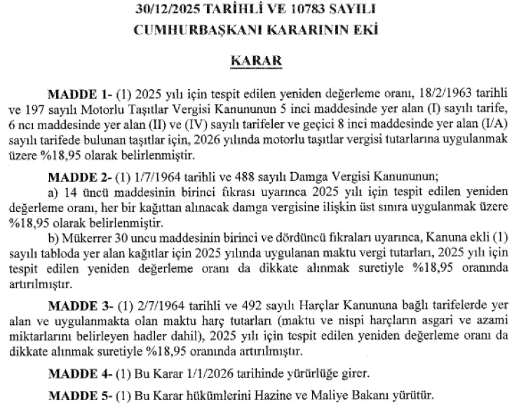MTV ve Harçlar Yüzde 18,95 Artacak!