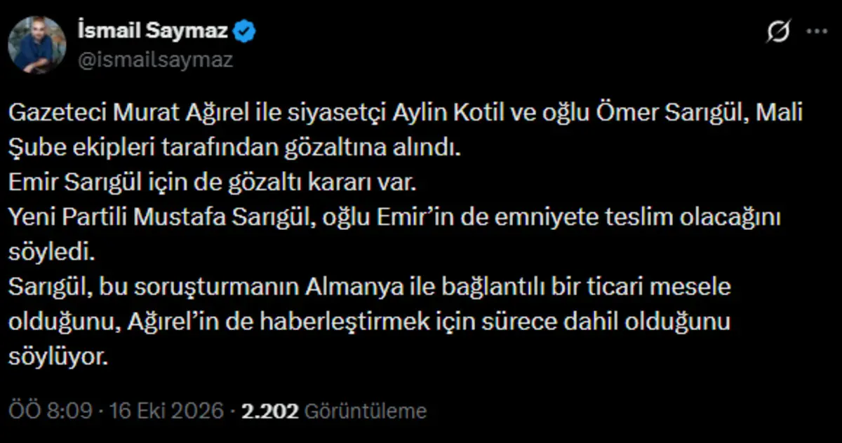 SON DAKİKA | Murat Ağırel gözaltına alındı! Aylin Kotil, Emir Sarıgül ve Ömer Sarıgül de var 4