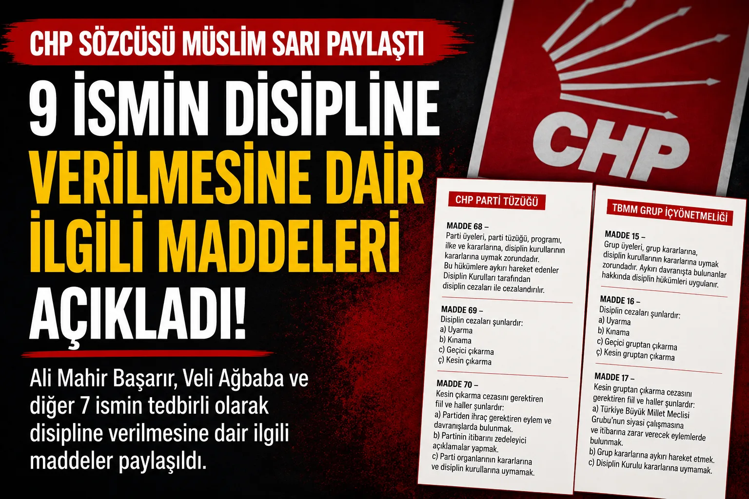 Müslim Sarı Disiplin Maddelerini Paylaştı!