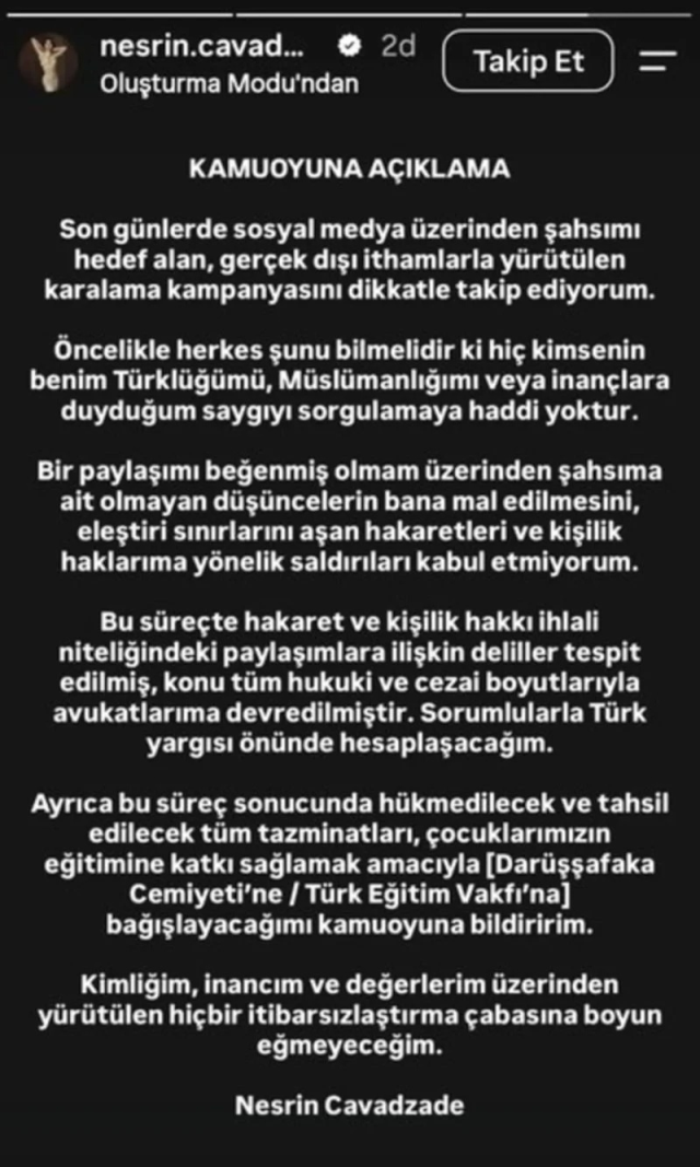 Nesrin Cavadzade, Azerbaycan’daki Tepkilere Karşı Çıkıyor