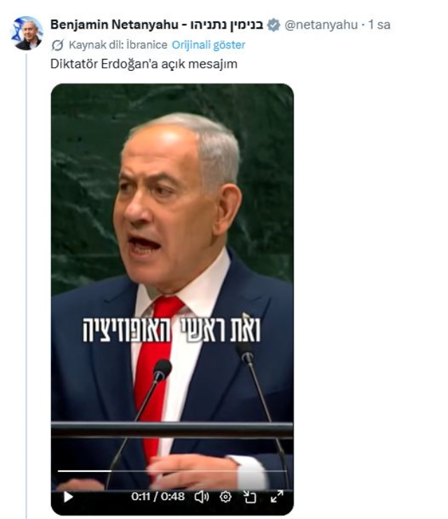BM'de rezil olan Netanyahu yine Erdoğan düşmanlığına sarıldı