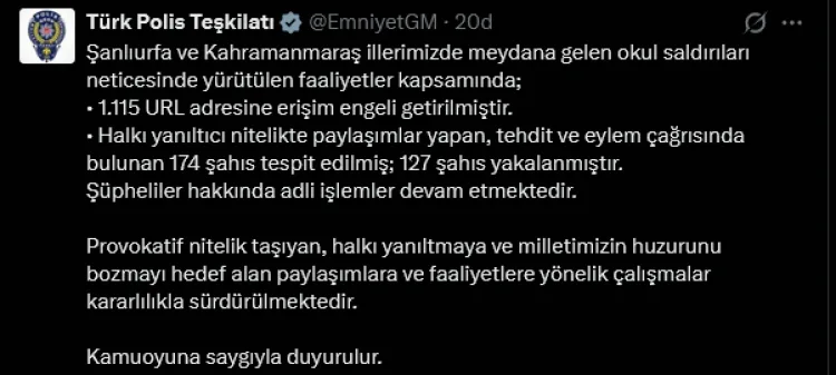 Okul Saldırıları Sonrası 1.115 Adrese Erişim Engeli
