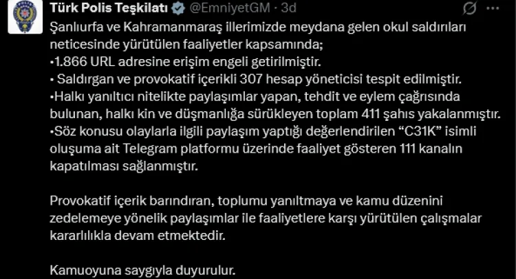 Okul Saldırıları Sonrası Sosyal Medya Operasyonu