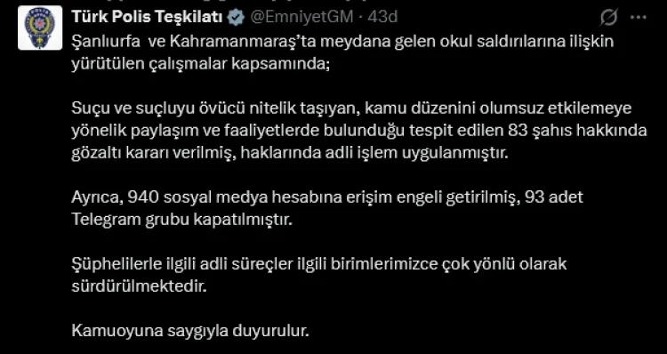 Okul Saldırılarına Tepki: 940 Hesaba Engel!