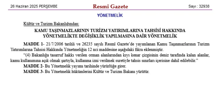 Orman Alanları Artık Turizm Yatırımlarına Açık!