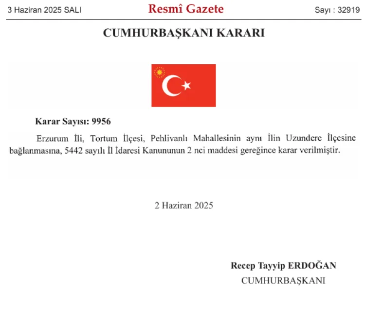 Pehlivanlı Mahallesi Uzundere’ye Bağlandı!
