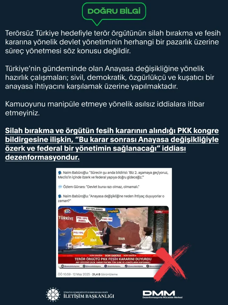 PKK Feshi Dezenformasyonuyla Mücadele Başladı