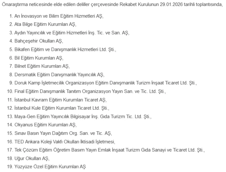 Rekabet Kurumu’ndan Özel Okullara Soruşturma!