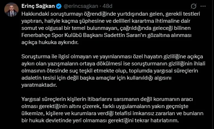 Sadettin Saran’ın Gözaltına Alınması Tartışma Yarattı