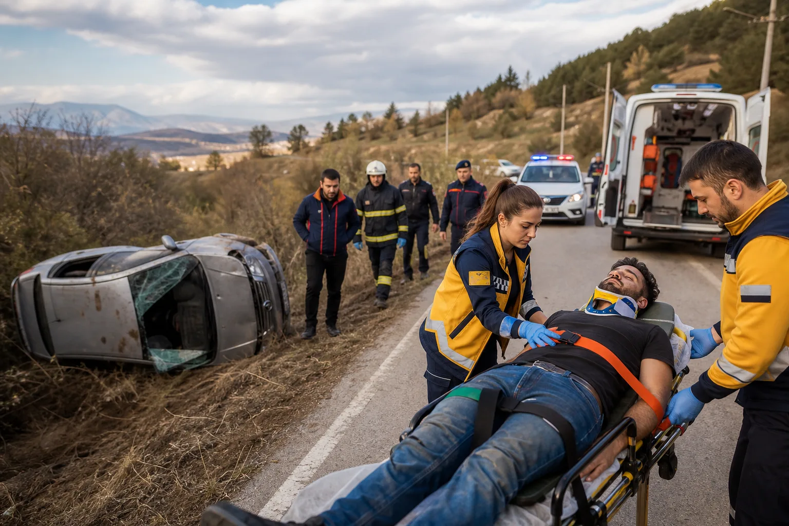 Safranbolu’da Kaza! Otomobil Devrildi, Sürücü Yaralı