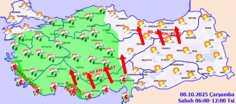 Sağanak Yağış ve Kuvvetli Rüzgar Uyarısı!