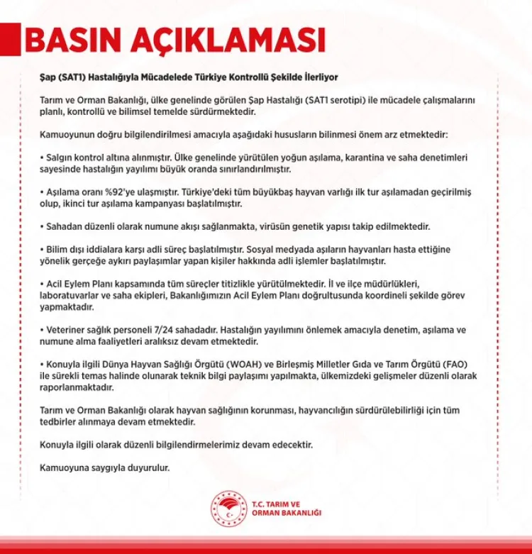 Şap Hastalığına Karşı Aşılama Yüzde 92’ye Ulaştı!