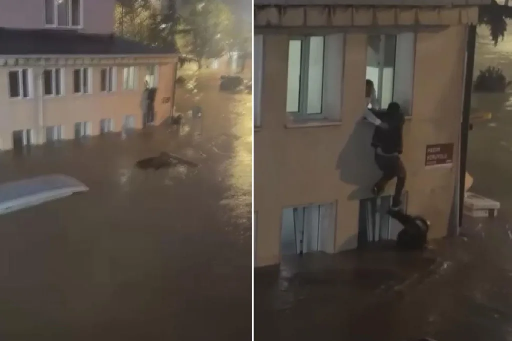 Sarıyer’de Sel Faciası: Bir Vatandaş Cam Pencerede Canını Kurtardı