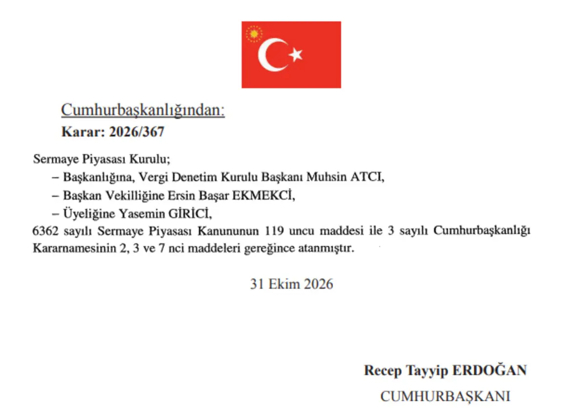 Sermaye Piyasası Kurulu (SPK) Başkanı Muhsin Atcı oldu 1
