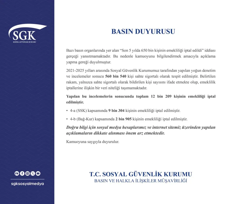 SGK’dan Emeklilik İptali Açıklaması: Gerçek Rakamlar
